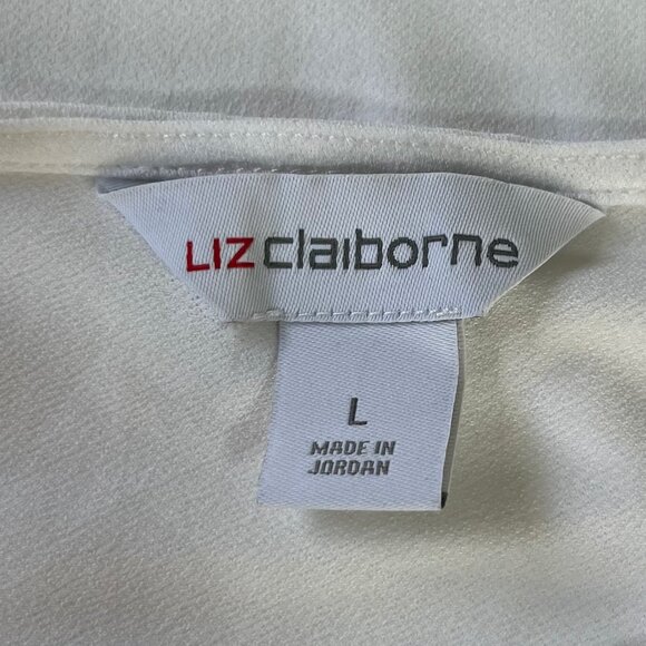 Liz Claiborne Button Accent Short Sleeve Shirt Womens Large White New - Picture 5 of 8